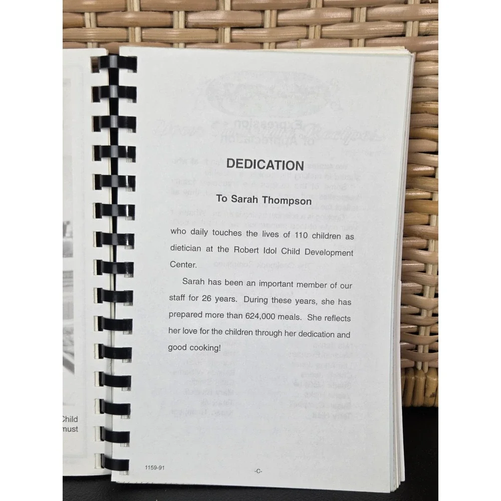 Robert Idol‎ Child Development Center Cookbook Thomasville, NC 1991 Spiral